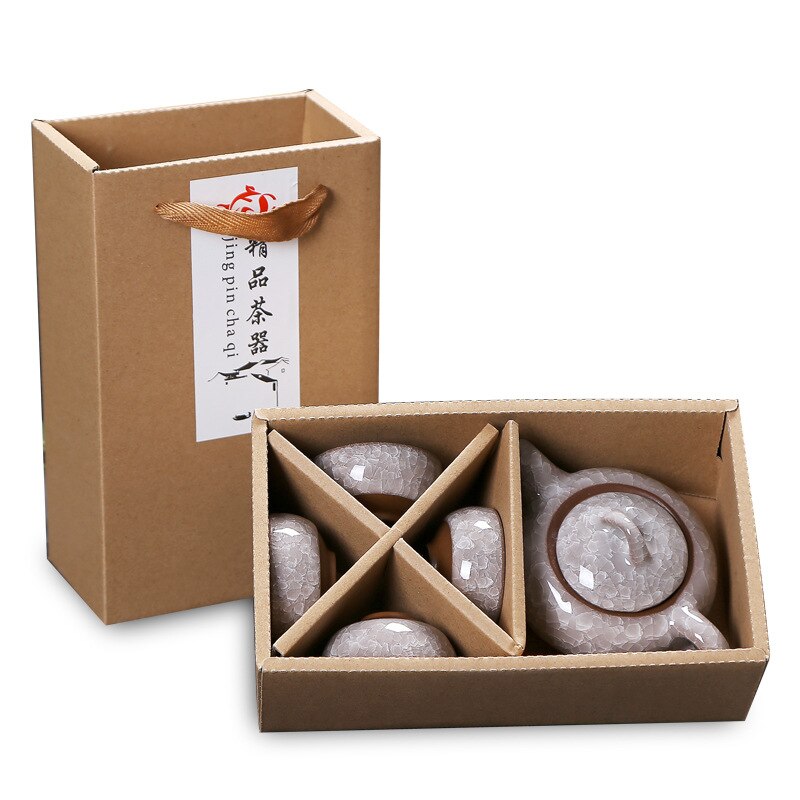 Chinese Travel Kung Fu 5pcs Tea Sets Ceramic Portable Porcelain Service Gaiwan Tea Cups Tea Ceremony Teapot Box