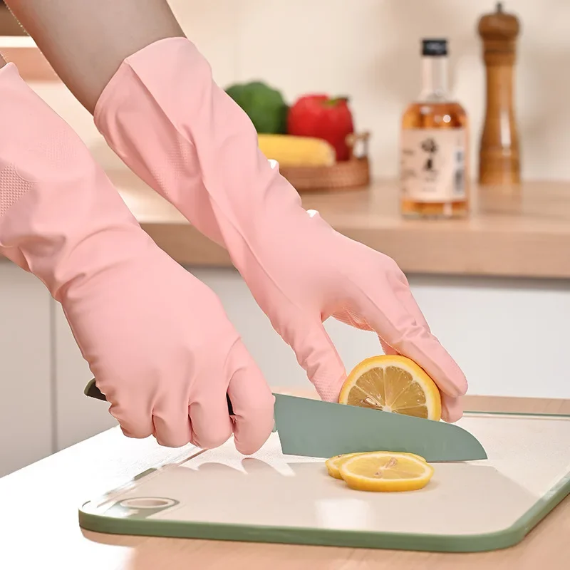 Guantes para lavar platos NBR, Extra largos, gruesos, antideslizantes, resistentes al desgaste, cocina, limpieza del hogar, lavado de coches, ropa, guantes de goma, 1 par