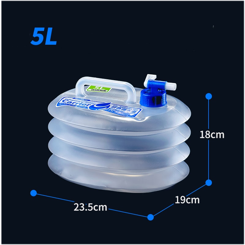 Naturehike Outdoor Camping Foldable Bucket Collapsible Water Bag Container Folding Bucket with Tap Portable Water Bag NH14S002-T: 5L