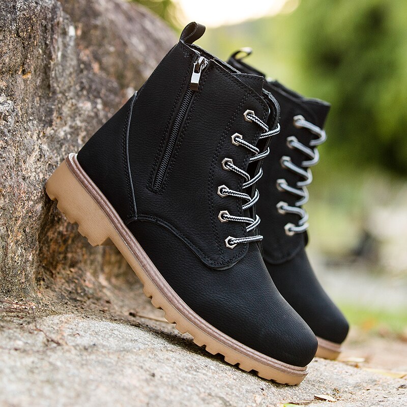 Audorci oben Winter Lässig Stiefeletten Jahrgang Stil Männlichen Motorrad Schuhe Größe 39-46