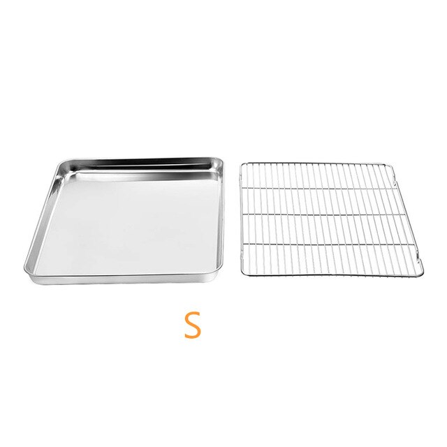 Stainless Steel Quarter Sheet Pan Bakery Cooling Racks Jelly Roll Pan Rimmed Baking Sheet For Oven Cookie Sheet With Rack: size 23x17x2.5cm