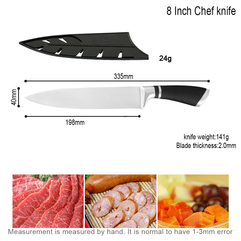 Damask Japanese Kitchen Knife Set Economical Stainless Steel 3Cr13 Sharp Blade Non-Slip Handle Chef Knife Set Cooking Knives: 8 inch Chef