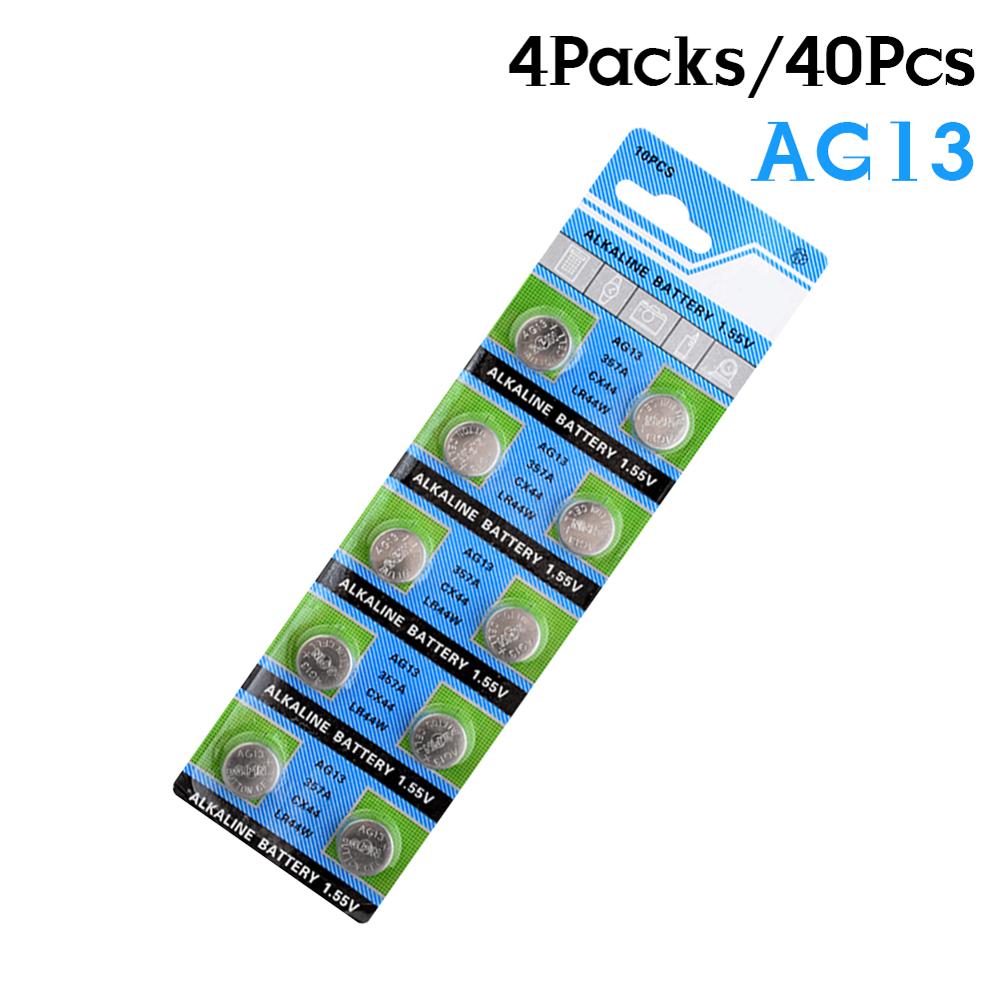 40Pcs 1.55V Alkaline Batteries LR44 A76 AG13 SR1154 Coin-Cell-Battery For Watch Calculator 100% Original