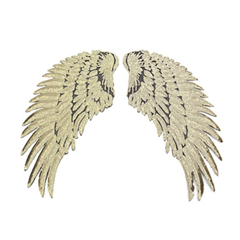 5 par błyszczące cekiny skrzydła anioła żelazko na plastry słodkie kolorowe piórka zdobienie robić szycia naszywka ubraniowa DIY wystrój