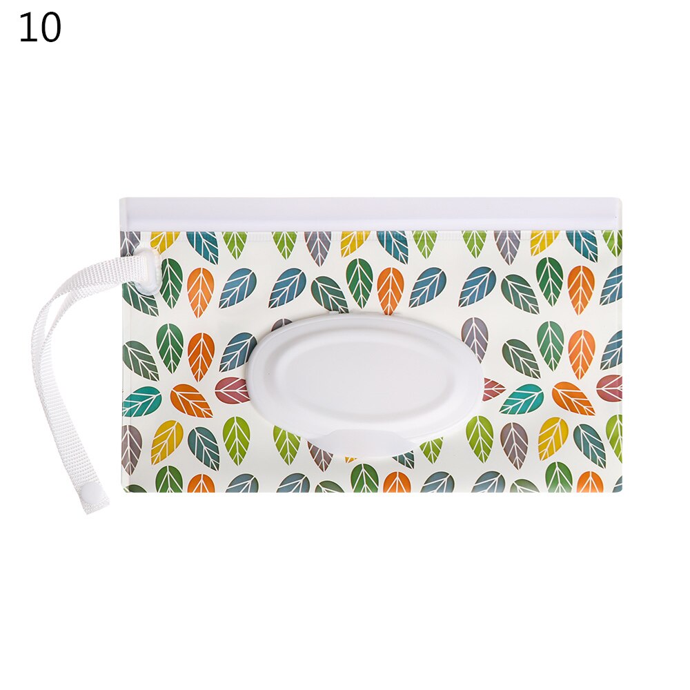 Portable Wet Wipes Bag Easy-carry Snap-strap Wipes Case Flip Cover Wet Wipes Container Stroller Self-sealing Cosmetic Pouch: 10