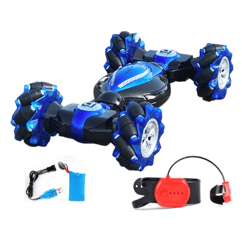 Gesture Sensing Watch Drift Remote Control Car 1:12 Twist Car Stunt Four-Wheel Drive Climbing Car Toy: Blue