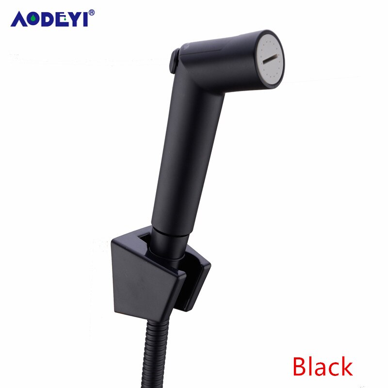 Toilet badeværelse håndholdt bidet spray ble bruser sprøjtesæt flow abs kontrol bærbar shattaf jet douche kit sort/krom: Sort sæt