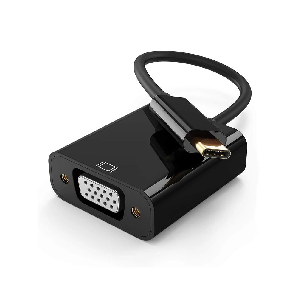 Usb-c thunderbolt 3 to d-sub vga 1080p videoadapter type-c han til vga hun sort konverterkabel til bærbar skærm projektor