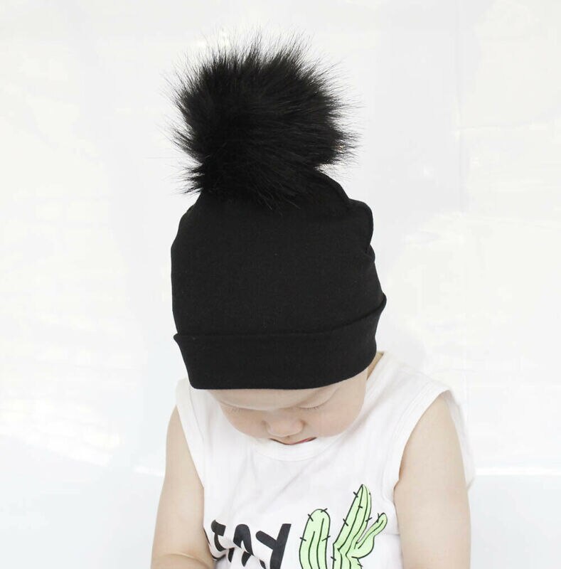 Babyaccessoires peutermeisje en -jongen baby baby winter warm gehaakt brei muts muts zacht effen muts pluizige pompon bal