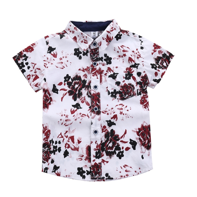 Kinder kurzarm Shirt Trend kinder Kleidung Koreanische Druck Hemd Kinder Kleidung der Junge Sommer Hemd: white / 110CM