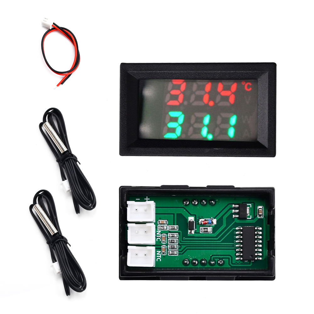 DC 4-30V 5V 12V 24V LED-display Dubbele digitale temperatuursensor Enkele spanning Dubbele thermometer met NTC 10K 3950 sondekabel: Oranje
