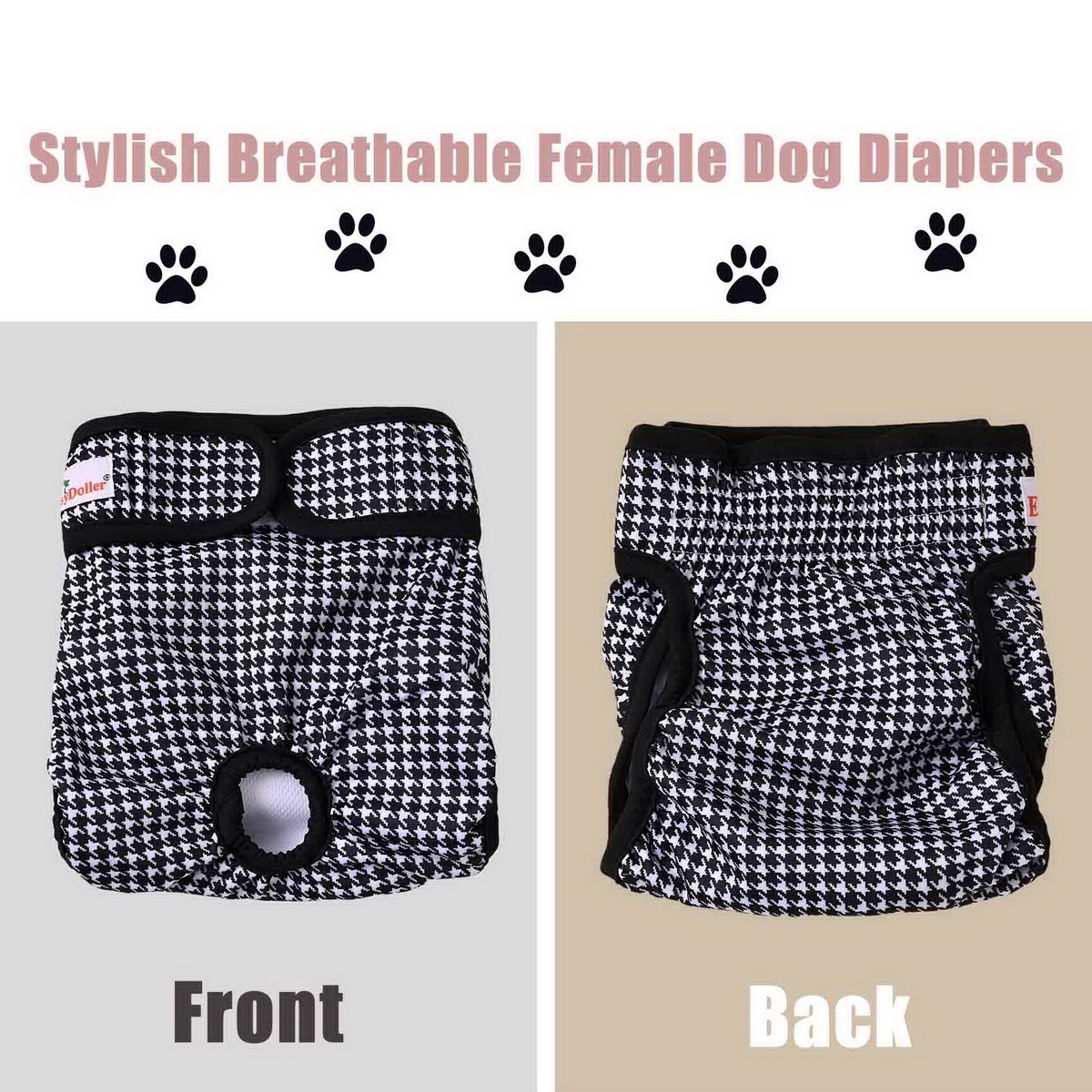 1pc pet feminino cão fralda lavável reutilizável shorts sanitários calcinha bonito cão roupa interior fraldas para cães de raça pequena xixi pant: M / Branco