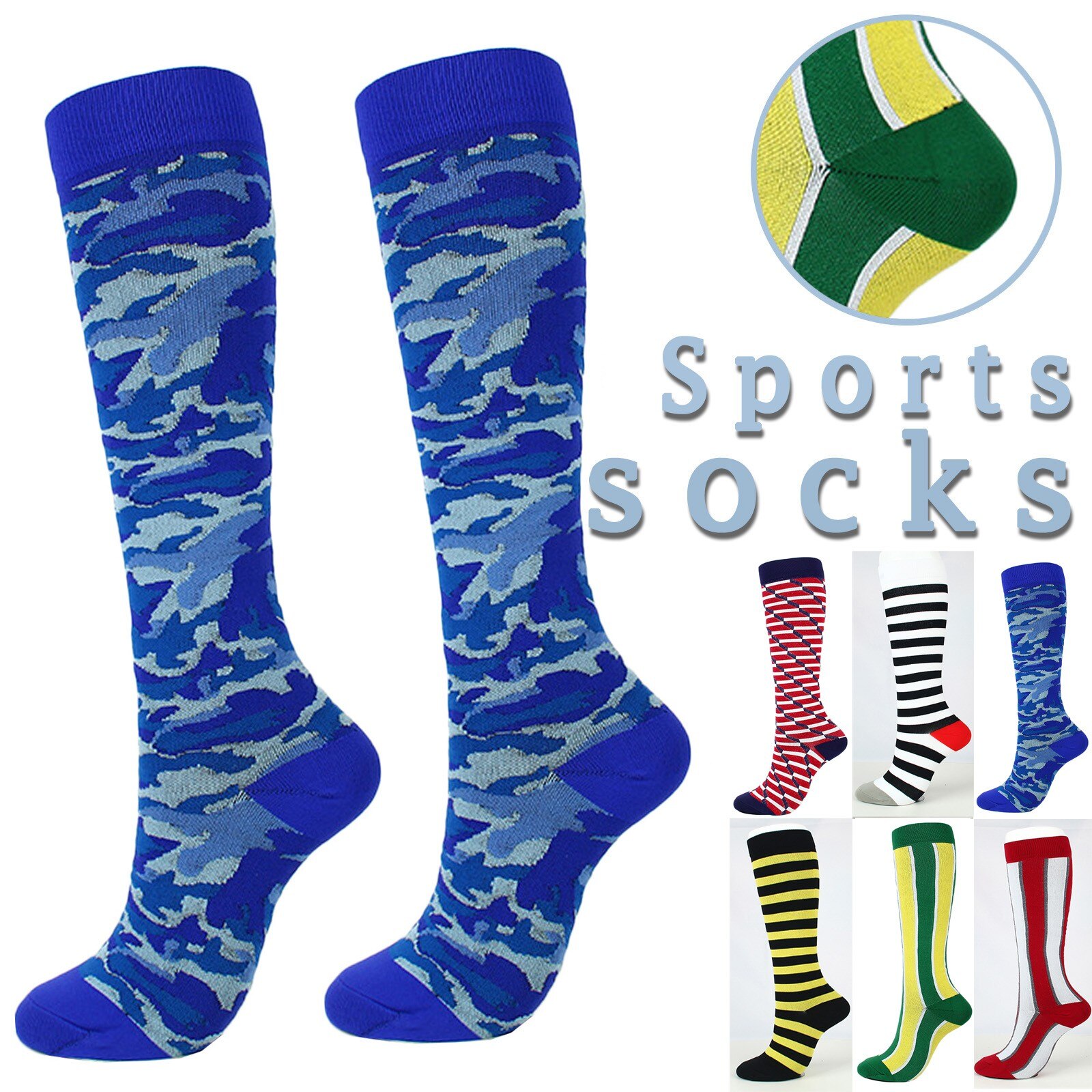 Druck Strümpfe Unisex Frauen Männer Sport Compression Socken Streifen Camouflage Druck Sport Socken