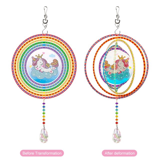 Exquisite Rotatable Wind Chime Kit 5D Diamond Painted Shaped Diamond Embroidery Pendant DIY Craft Mosaic Home Decor: GSP209