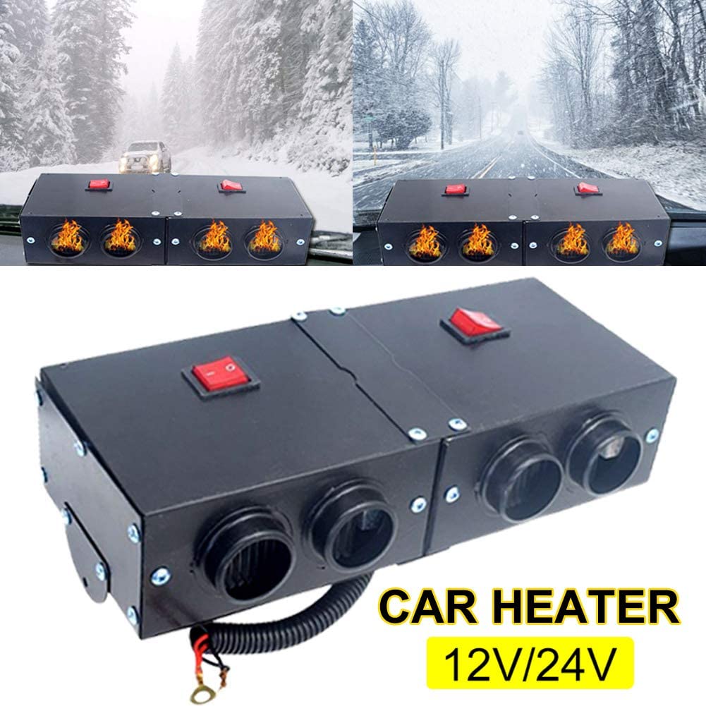 Car Heater Defroster Portable Car Windshield Windscreen Demister with 4 Outlet 12V 800W for Vehicle RV SUV Truck