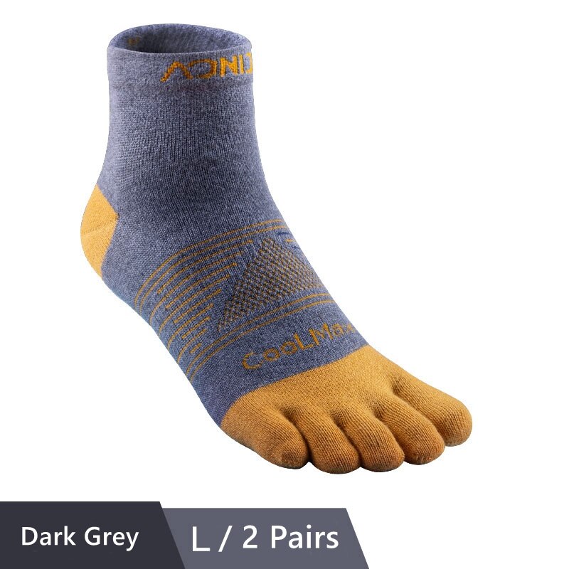AONIJIE 2 Pairs Außen Socken Schnell Trocknend Fünf Kappe Socken Tragbare Toesocks Für Camping Wandern Trail Running Jogging E4810 E4806: Dark Grey L Size