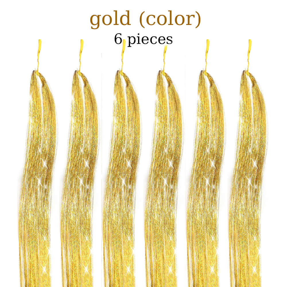 48 Inch Hair Tinsel Kit With Tool 1200 strands Tinsel Hair Extensions 12 Colors Fairy Hair Tinsel, Sparkling Shiny Hair Tinsel: 68# / 26inches