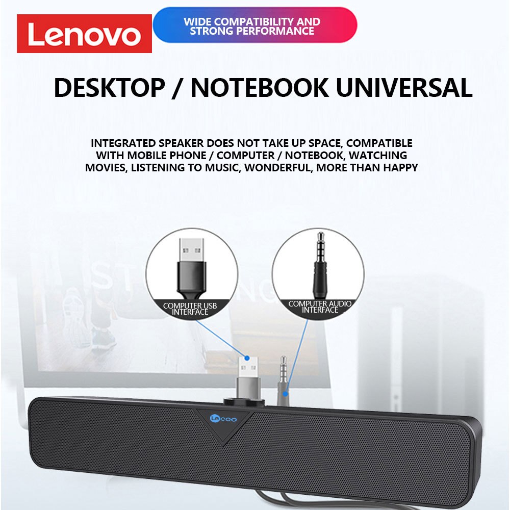 Lenovo L102 Computer Speaker Stereo Sound Subwoofer Speaker 3.5Mm Aux Voor Macbook Laptop Notebook Pc Music Player Luidspreker