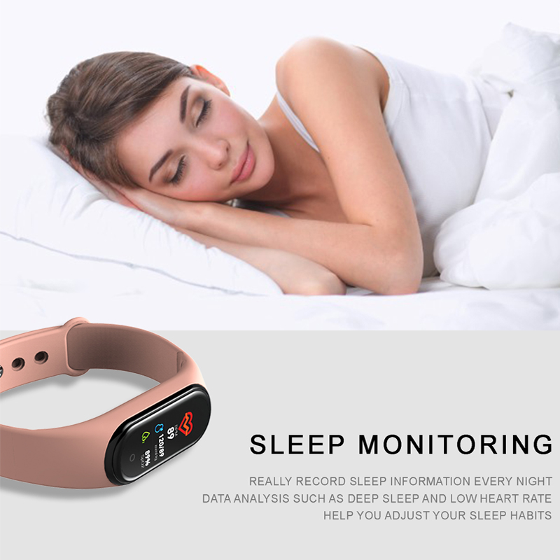 M4 smart ur farve skærm smart armbånd sport fitness armbånd blodtryk ilt aktivitet tracker til mænd kvinder ur