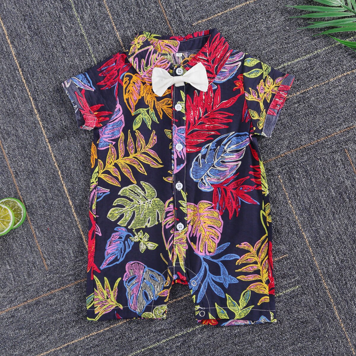 Een Stuk Kleding Baby Baby Boy Korte Mouw Romper Jumpsuit Bloemen Een Stuk Bodysuit Shirt Hawaiian Outfits