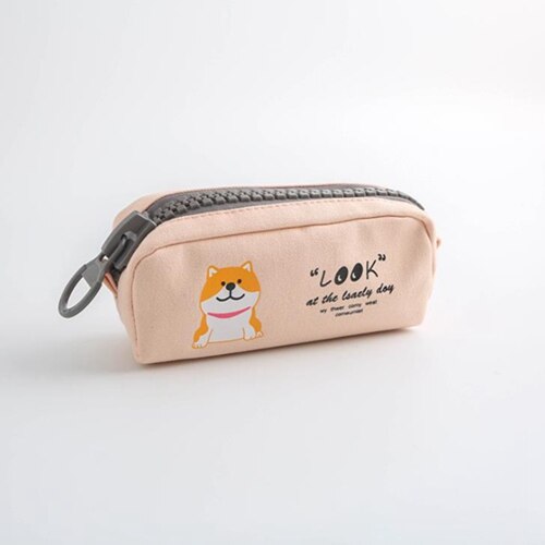 Grote Rits Etui School Etui Voor Meisjes Jongens Student Briefpapier Canvas Fruit Potlood Tas Leuke Pen Box School levert: Light yellow