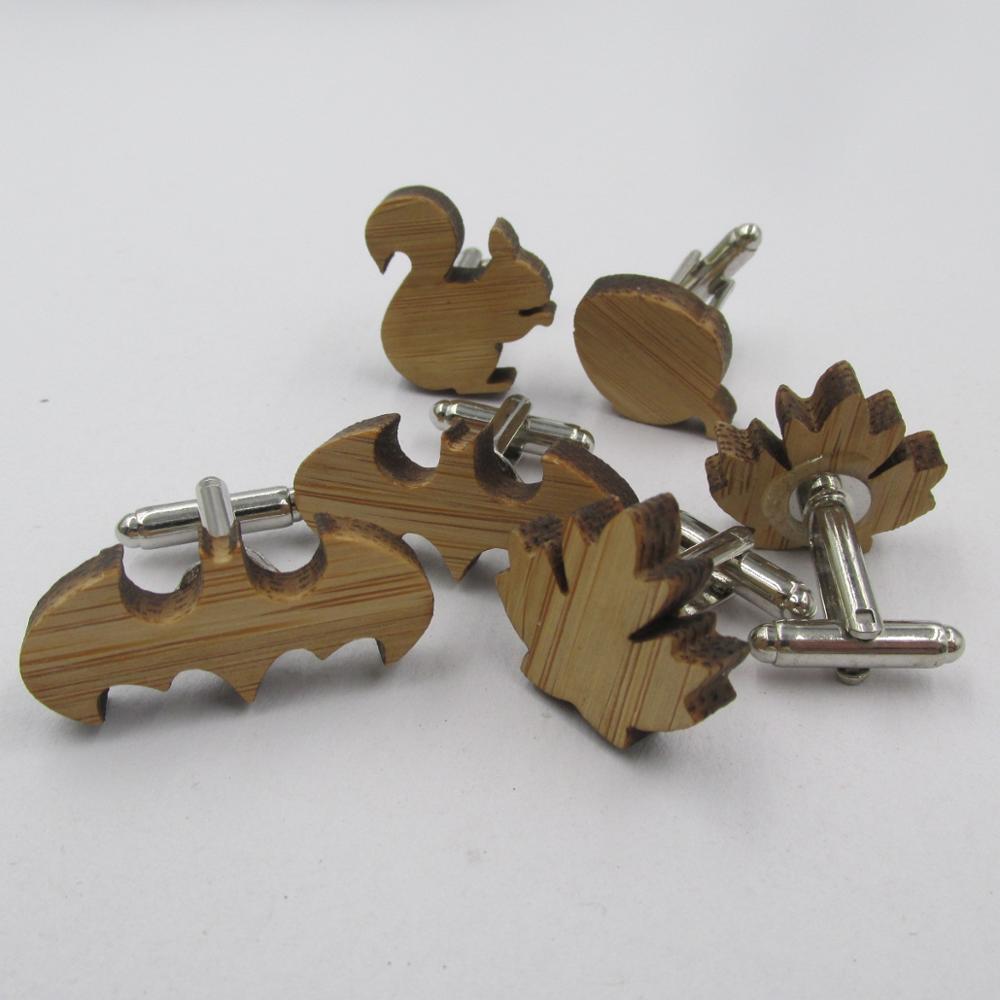 Stylish Wood Men's Cufflinks Squirrel Leaf Elephant Man accessory Wedding Business for Him