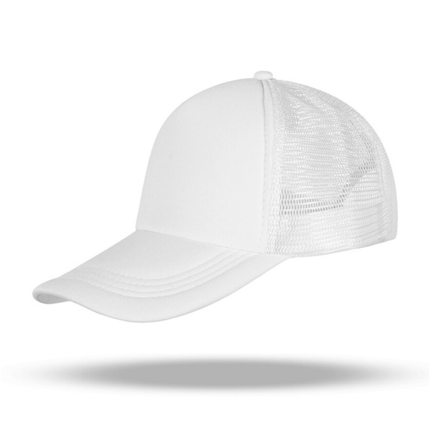 Snapback ajustable para hombres y mujeres, sombreros para hombres y mujeres, gorra de béisbol de malla Lisa informal, ropa de calle, sombrero de papá, gorra de camionero de Hip Hop: White