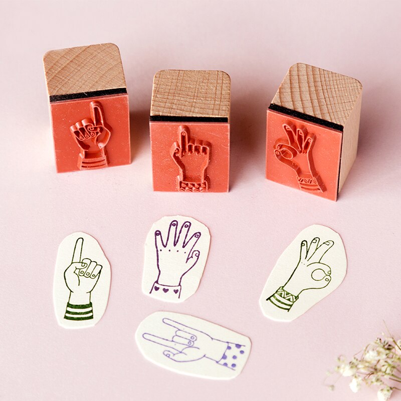 Sello de goma de madera para decoración de series de gestos Vintage de XINAHER, sellos para álbum de recortes, papelería, sello estándar para manualidades DIY