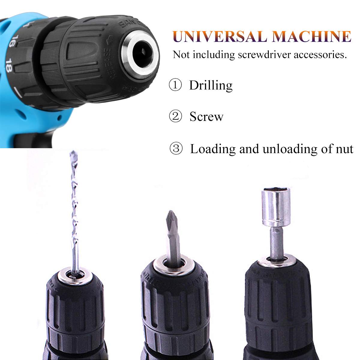 1Set 12V 160W Electric Screwdriver Cordless Drills Driver Screw 2Speed Lithium-ion Screwdriver with Rechargeable Battery