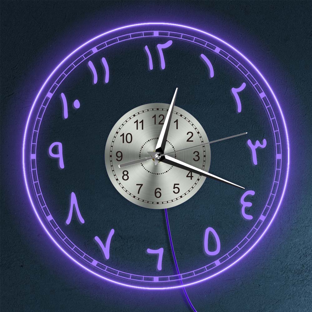 Arabic Numerals Modern Acrylic Wall Clock Arabic Numbers LED Lighting Backlight Wall Clock Islamic Living Room Interior Decor