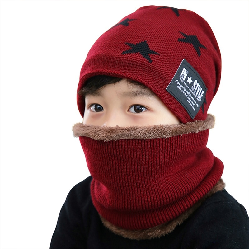 SYi Qarce 2 uds niños cálido invierno grueso sombrero de punto con bufanda conjunto Skullies gorros para niñas de 6-12 años de edad