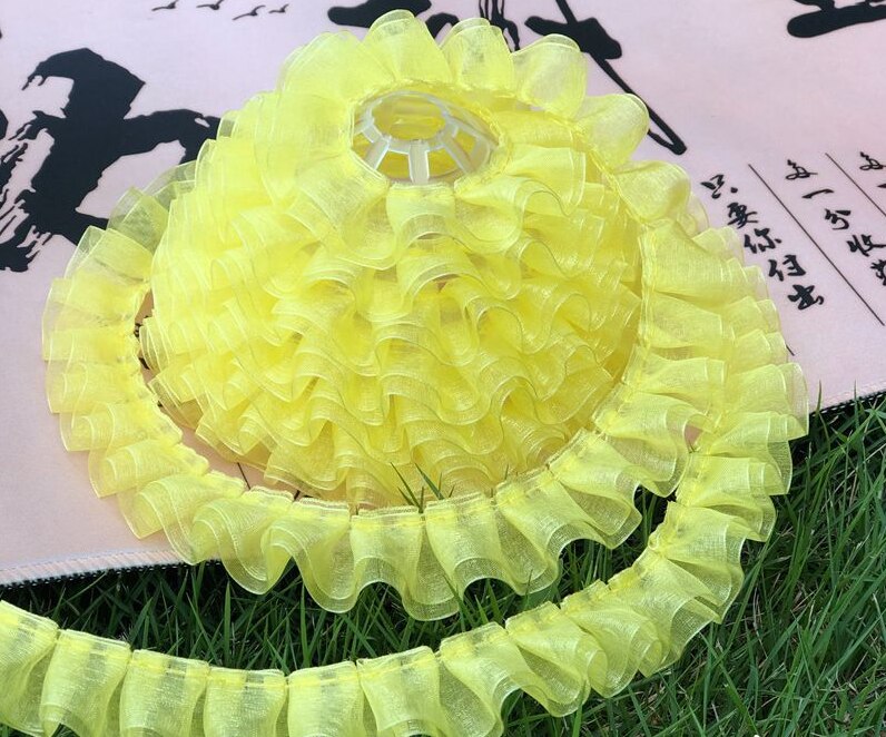 Sprzedam przez podwórze, 8 kolorów dostępnych, podwójna warstwa organzy zakładka wykończenia sukni ślubnej, suknia balowa, lalka # PT2020002: żółty