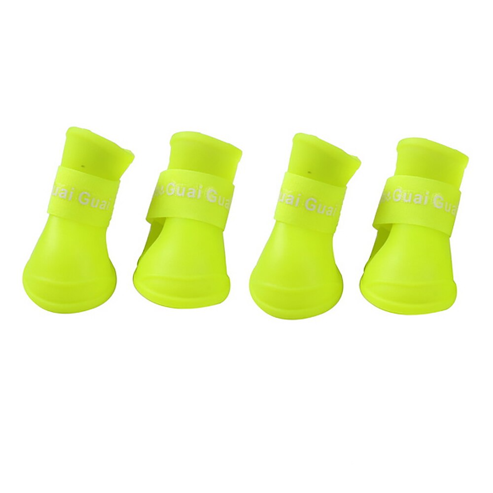 4 stks/partij Hond Regen Schoenen Voor Honden Booties PVC Rubber Draagbare Anti-slip Waterdicht Huisdieren Kat Rainning Schoen leveranciers 5 Kleuren: Yellow / L