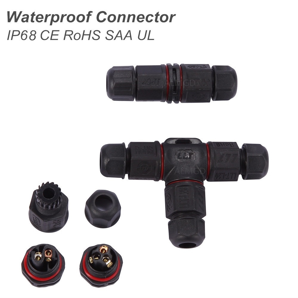 IP68 Waterdichte Connector 2 Pin 3 Pin Elektrische Terminal Adapter Wire Connector Schroef en Solderen Pin connector voor LED Licht