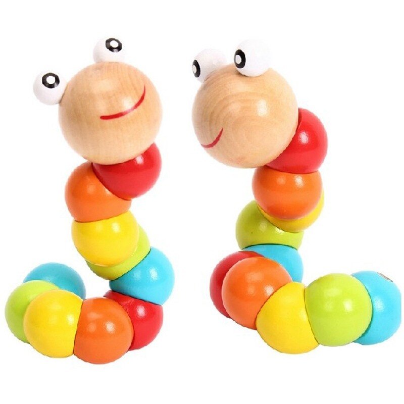 Worm Twist Puppet Cognition fun Educational Toys Changeable Shape Wooden Blocks Kids Colorful Caterpillar Baby Toy