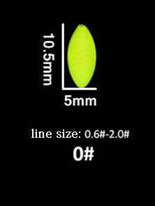 Flotador de pesca fluorescente Seven star, accesorios de equipo de pesca de carpa, tope A098, lote de 5 paquetes: size 0 yellow