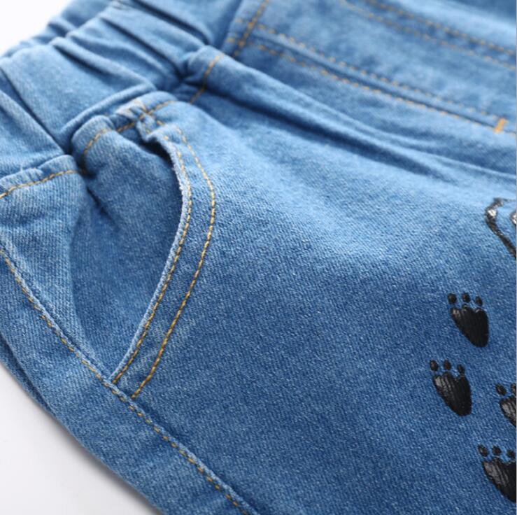 Enfant en bas âge garçons jean dessin animé imprimé Denim pantalon pour filles de enfants pantalons décontractés enfants couleur unie doux pantalon