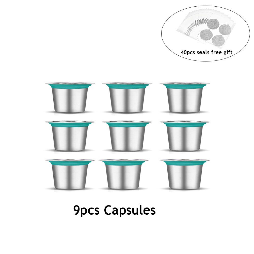 24PCS Nespresso Koffie Pods Rvs Hervulbare Capsulas Nesspreso Herbruikbare Koffiefilter Cup DIY Koffie Maker Gereedschap: 9PCS Capsule In Box