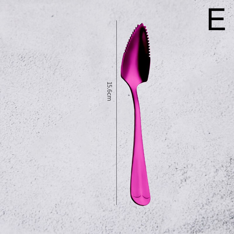 1Pcs Stainless Steel Fruit Dredger Serrated Spoons Dessert Coffee Ice Cream Spoon Stirring Teaspoons Kitchen Supplies: E