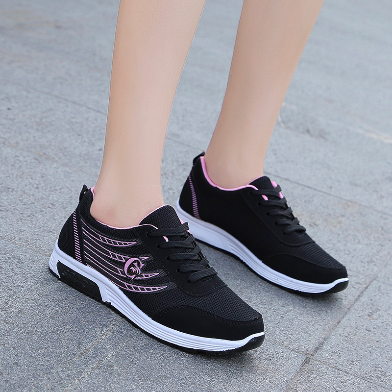 Reticulated Breathable Women Casual Shoes Lightweight Sneakers Spring and Autumn Women Sneakers Lace Up Flat Shoes