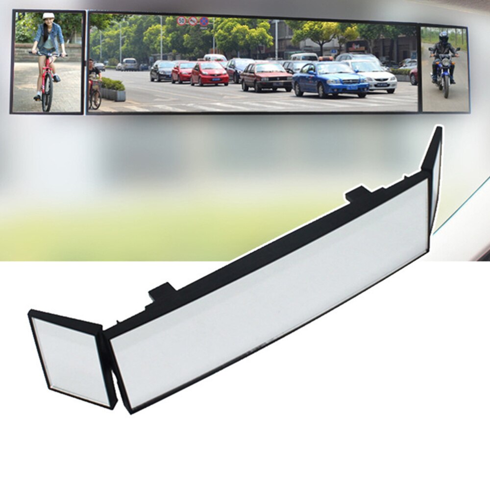 Car Rear View Mirror Large Three Folds Curved Surface Wide