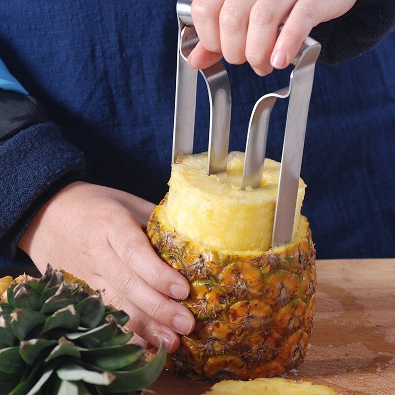 Roestvrijstalen ananas-vleesextractor, ananas-kunstwerk, ananas-mes-schiller, creatief keukenfruitgereedschap