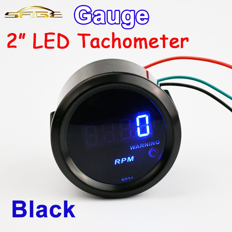 Car Gauge Auto Gauge Meter 2" (52mm) Car Tachometer 0-9999 RPM Tacho Blue LED Digital Display TAC for 12V Vehicles