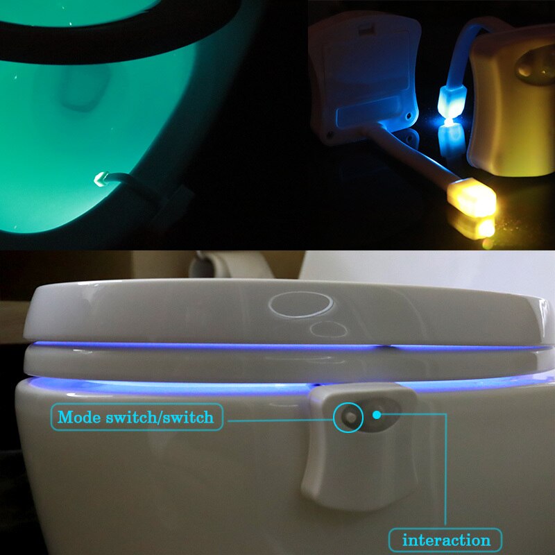 8/16 farben Nacht Leuchtet Batterie Betrieben Luminaria Lampen Wasserdicht Wc Licht PIR Bewegung Sensor Schlecht Lampe LED-hintergrundbeleuchtung