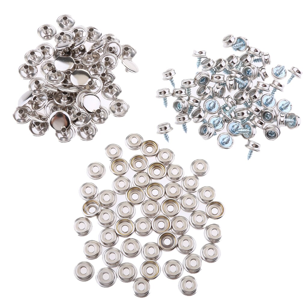 Marine-Grade Stainless Steel 3/8&#39;&#39; Fastener Screw Snaps Kit for Furniture Canvas Fabric Boats