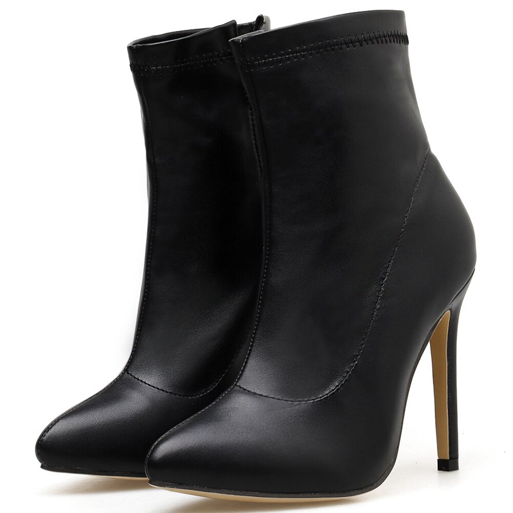 BONJOMARISA-Botas de tacón de aguja para mujer, botines femeninos con cremallera, puntiagudas, de , zapatos de primavera otoño