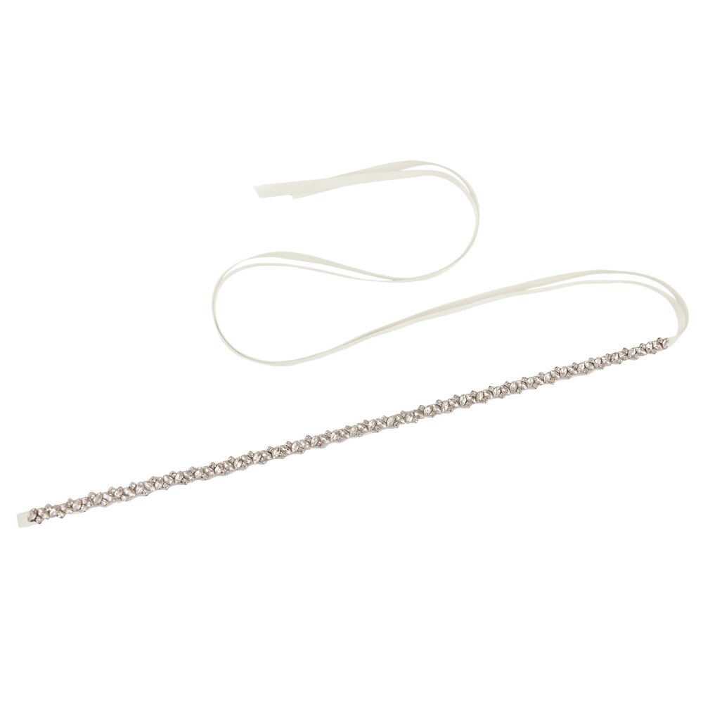 Pasek ślubny trixy z  s404 kryształkami, wstążki, srebrny pas z diamentami, pas ślubny z koralikami, pas dla druhny, dodatki ślubne: Białawy