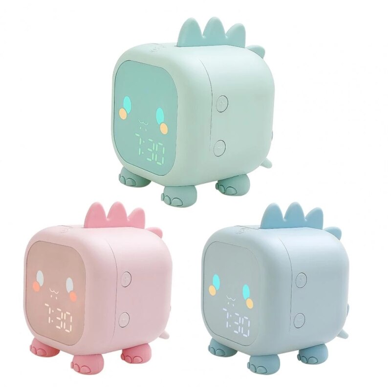 Bonito reloj despertador Digital para niños, Despertador con luz nocturna, de dinosaurio, para mesita de noche y escritorio, entrenador de sueño