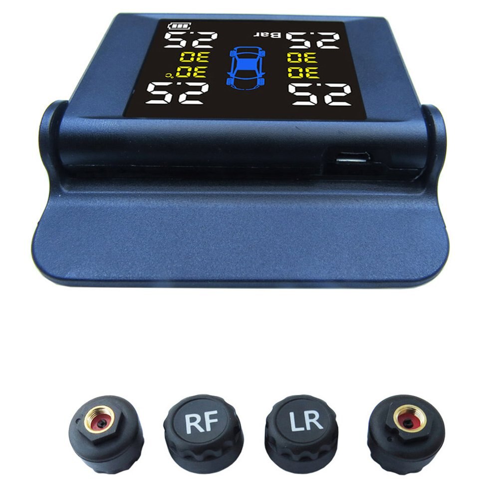 Large Screen Solar Wireless Tire Pressure Monitor Auto Universal Pressure Monitoring System Portable Tire Pressure Monitor: A