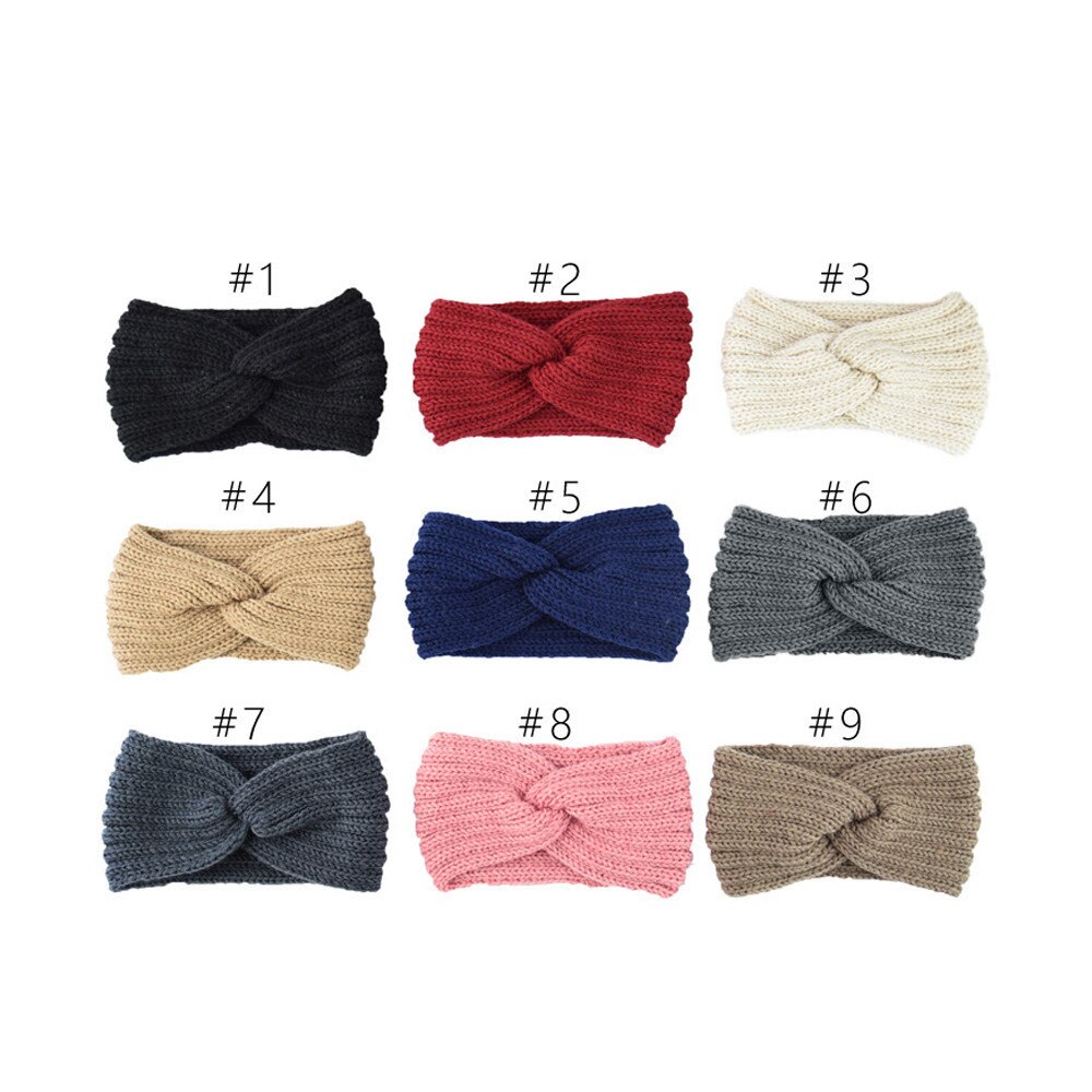 Winter Warmer Oor Gebreide Hoofdband Tulband Voor Lady Vrouwen Gehaakte Boog Brede Stretch Haarband Band Headwrap Haaraccessoires